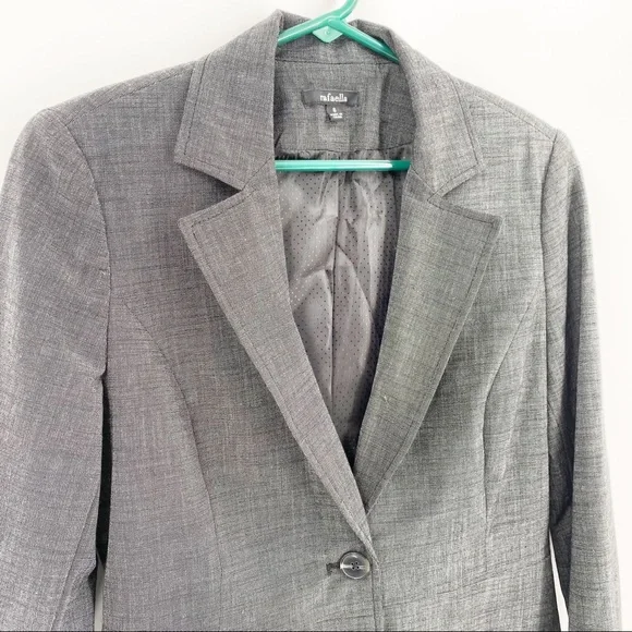 Rafaella Button Front Fitted Gray Jacket Size 6 - Picture 2 of 5